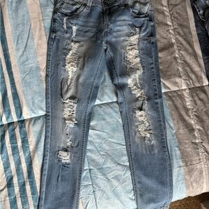 Wallflower Light Blue Distressed Skinny Jeans